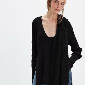Free People Portia Sweater Black EUC Large winter fall